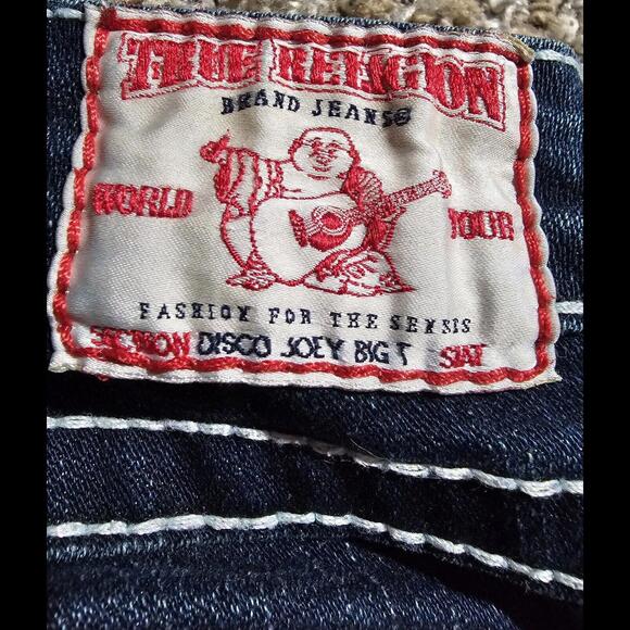 True Religion 27x30 Jeans Disco Joey Big T Flaps Flare - Picture 10 of 10